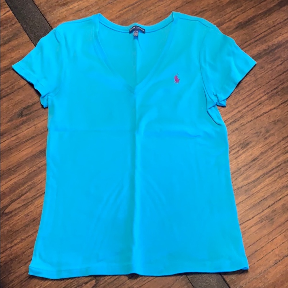 Ladies aqua blue t shirt